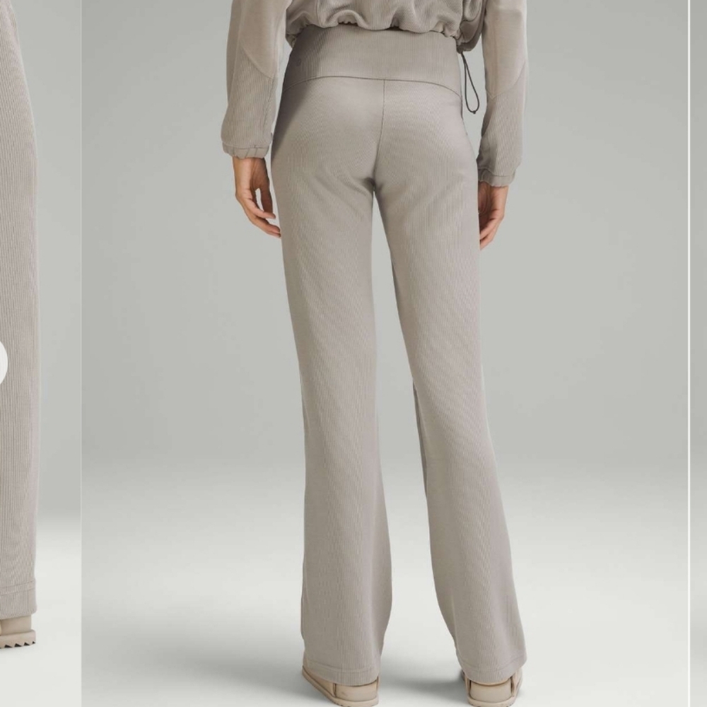 Lululemon Brushed Softstreme Ribbed Zip Flared Pant 32.5" Riverstone - Picture 2 of 13
